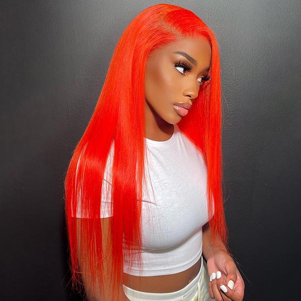 Junoda Gorgeous Party Red Color Straight Human Hair Wigs 4x4 13x4 Lace Closure Wig junoda