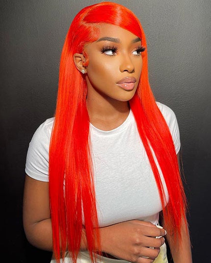 Junoda Gorgeous Party Red Color Straight Human Hair Wigs 4x4 13x4 Lace Closure Wig junoda
