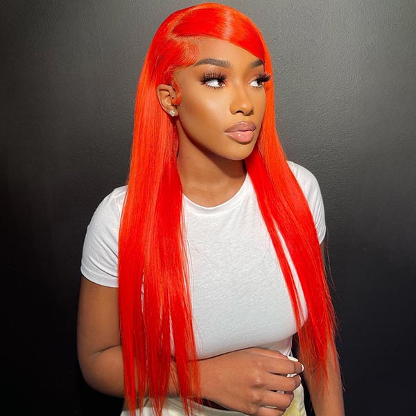Junoda Gorgeous Party Red Color Straight Human Hair Wigs 4x4 13x4 Lace Closure Wig junoda