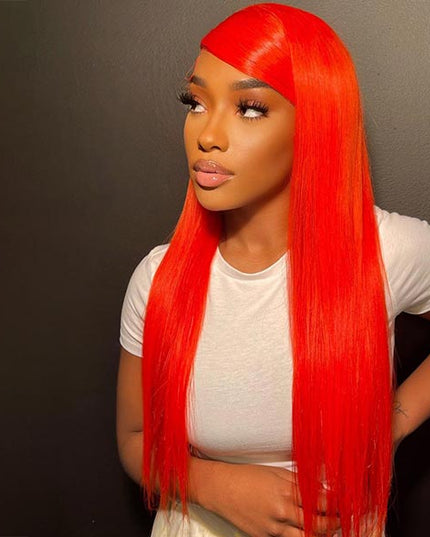 Junoda Gorgeous Party Red Color Straight Human Hair Wigs 4x4 13x4 Lace Closure Wig junoda