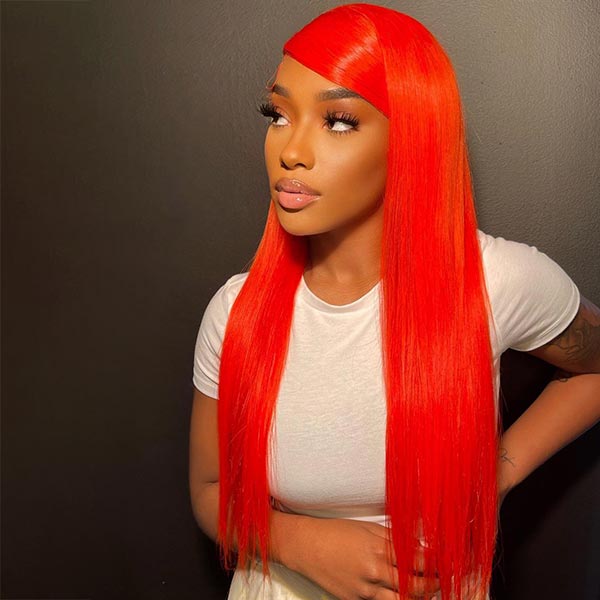 Junoda Gorgeous Party Red Color Straight Human Hair Wigs 4x4 13x4 Lace Closure Wig junoda
