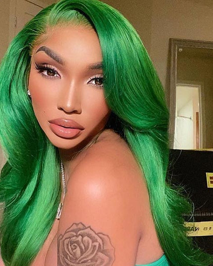 Junoda Green Body Wave Wig 4x4 13x4 Transparent Lace Wig 180% High Density Full & Thick junoda