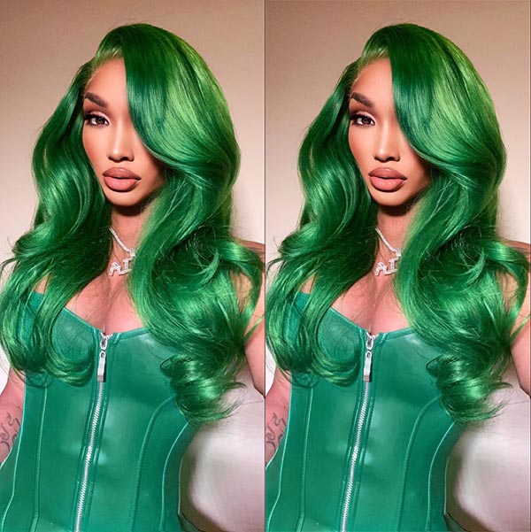 Junoda Green Body Wave Wig 4x4 13x4 Transparent Lace Wig 180% High Density Full & Thick junoda