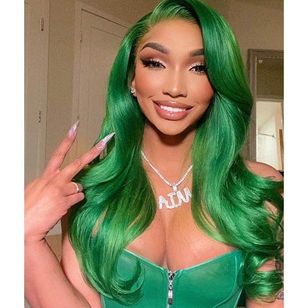 Junoda Green Body Wave Wig 4x4 13x4 Transparent Lace Wig 180% High Density Full & Thick junoda