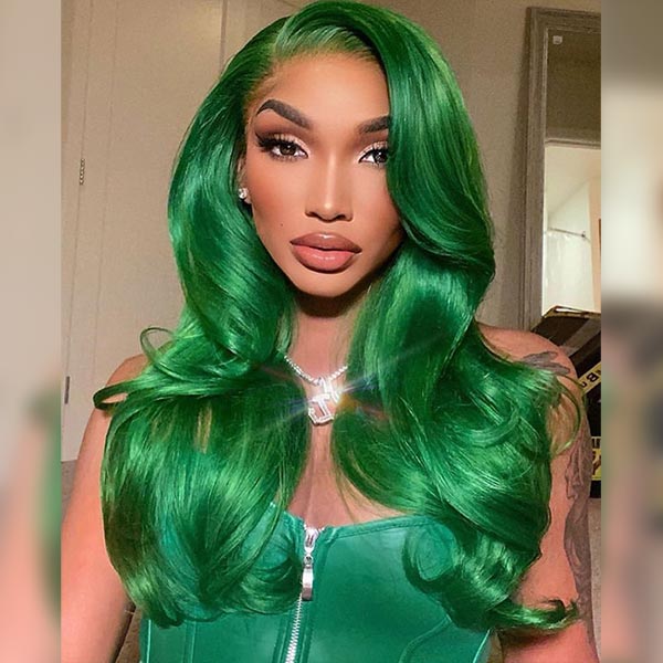 Junoda Green Body Wave Wig 4x4 13x4 Transparent Lace Wig 180% High Density Full & Thick junoda
