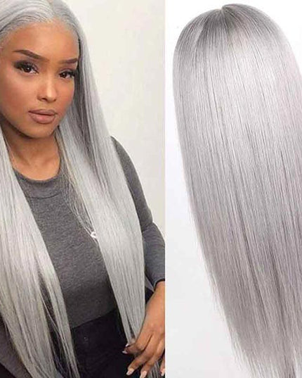 Junoda Grey Human Hair Wig From Short to Long Straight Sliver Grey Lace Front Wig junoda