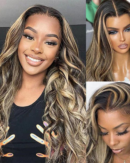 Junoda Highlight Blonde Body Wave Wig P1B/27 Mix Color Human Hair Lace Wig for Sale junoda