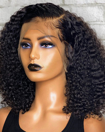 Junoda Hot Summer Bob Hairstyle Side Part Kinky Curly NEW C Part Lace Human Hair Wigs junoda