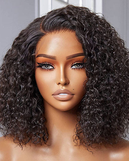 Junoda Hot Summer Bob Hairstyle Side Part Kinky Curly NEW C Part Lace Human Hair Wigs junoda