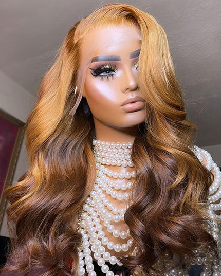 Junoda Orange Auburn Color Reddish Brown Body Wave Wig Caramel Blonde Chocolate Brown Lace Wig junoda
