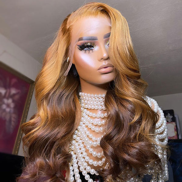 Junoda Orange Auburn Color Reddish Brown Body Wave Wig Caramel Blonde Chocolate Brown Lace Wig junoda
