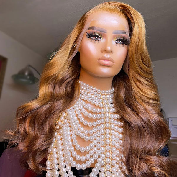 Junoda Orange Auburn Color Reddish Brown Body Wave Wig Caramel Blonde Chocolate Brown Lace Wig junoda