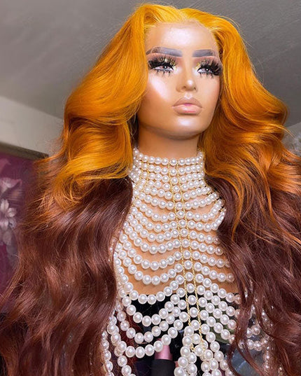 Junoda Orange Auburn Color Reddish Brown Body Wave Wig Caramel Blonde Chocolate Brown Lace Wig junoda