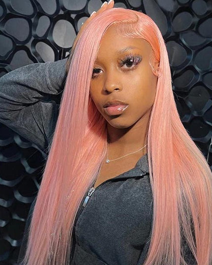 Junoda Pink Straight Lace Front Wig High Quality Colorful Human Hair Wigs junoda
