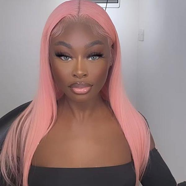 Junoda Pink Straight Lace Front Wig High Quality Colorful Human Hair Wigs junoda
