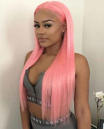 Junoda Pink Straight Lace Front Wig High Quality Colorful Human Hair Wigs Fast Shipping junoda