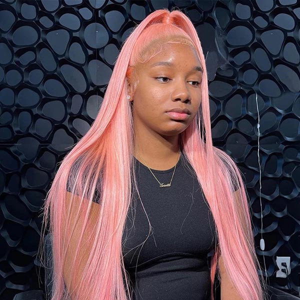 Junoda Pink Straight Lace Front Wig High Quality Colorful Human Hair Wigs junoda