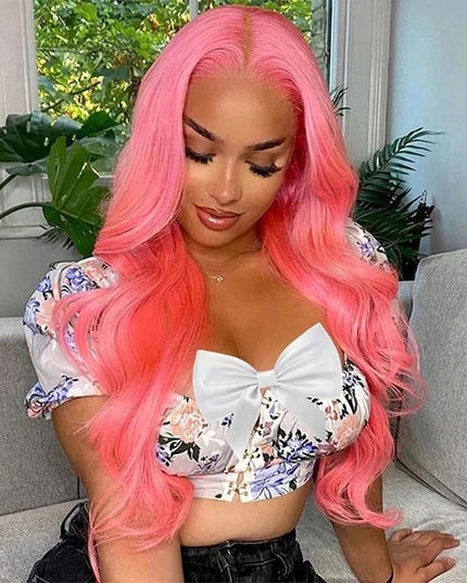 Junoda Pink Wig Body Wave Virgin Human Hair Wigs Colored Transparent Lace Front Wig Ideas junoda