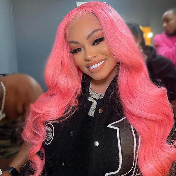 Junoda Pink Wig Body Wave Virgin Human Hair Wigs Colored Transparent Lace Front Wig Ideas junoda