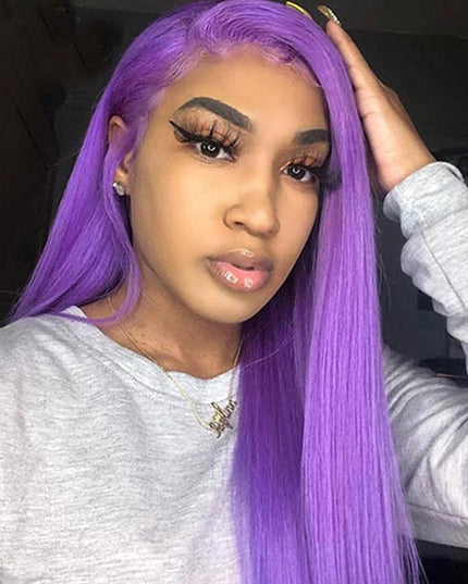 Junoda Purple Wig Silky Straight Colored 4x4 13x4 Lace Front Human Hair Wigs for Women junoda