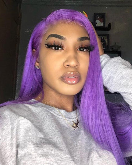 Junoda Purple Wig Silky Straight Colored 4x4 13x4 Lace Front Human Hair Wigs for Women junoda