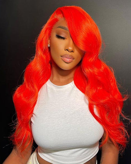 Junoda Red Body Wave Wig Virgin Human Hair 4x4 13x4 Transparent Lace Frontal Wig junoda