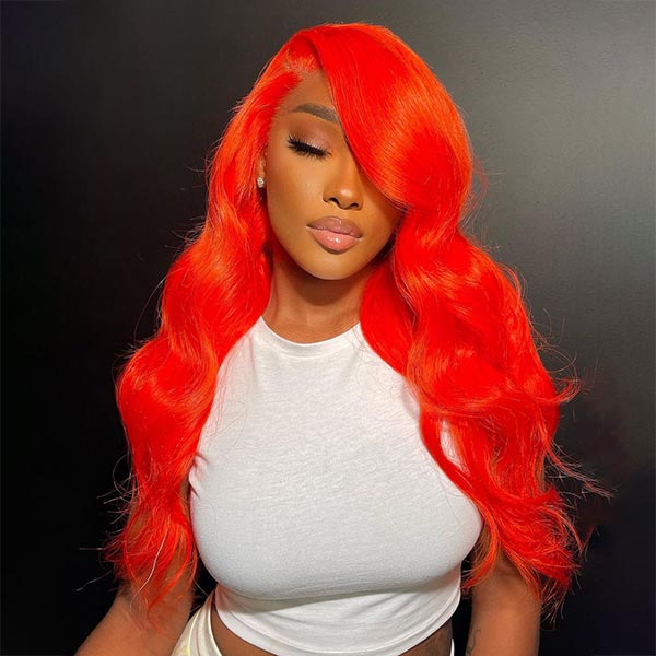 Junoda Red Body Wave Wig Virgin Human Hair 4x4 13x4 Transparent Lace Frontal Wig junoda