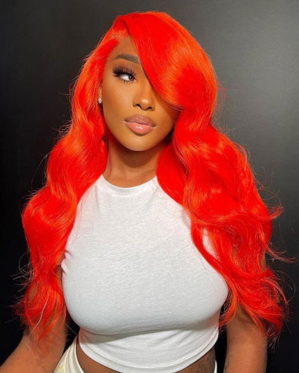 Junoda Red Body Wave Wig Virgin Human Hair 4x4 13x4 Transparent Lace Frontal Wig junoda
