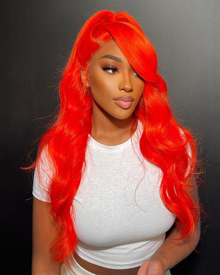 Junoda Red Body Wave Wig Virgin Human Hair 4x4 13x4 Transparent Lace Frontal Wig junoda
