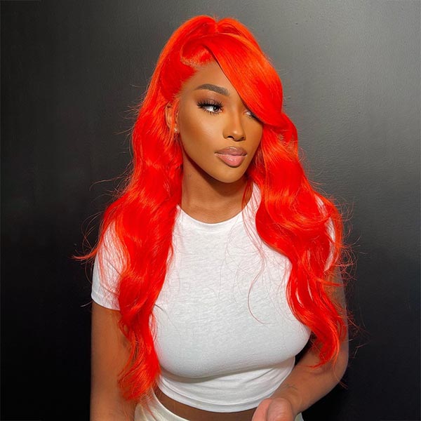Junoda Red Body Wave Wig Virgin Human Hair 4x4 13x4 Transparent Lace Frontal Wig junoda