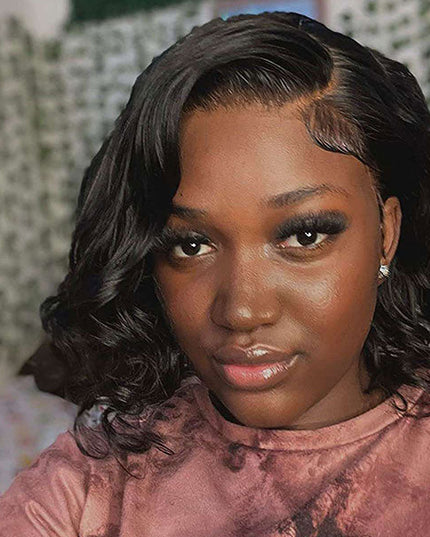 Junoda Side Part Loose Wave Bob Wig Left/Right C Part Human Hair Wig for Women junoda