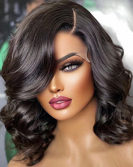 Junoda Side Part Loose Wave Bob Wig Left/Right C Part Human Hair Wig for Women junoda