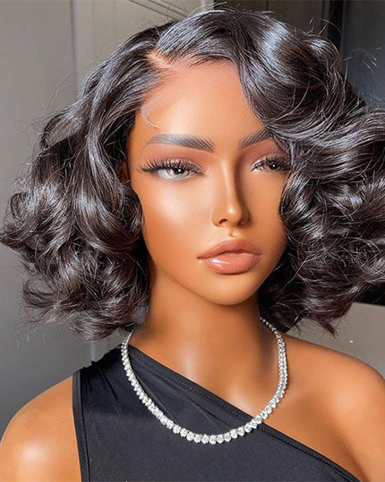 Junoda Side Part Loose Wave Bob Wig Left/Right C Part Human Hair Wig for Women junoda