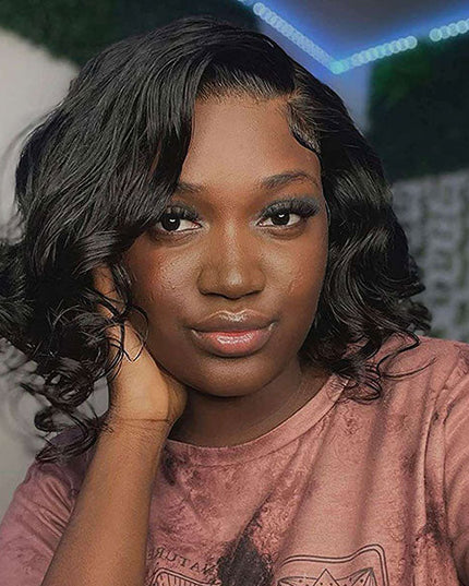 Junoda Side Part Loose Wave Bob Wig Left/Right C Part Human Hair Wig for Women junoda