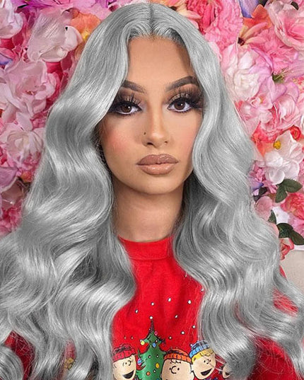Junoda Silver Grey Body Wave Wig 4x4 13x4 Lace Front Wig Colored Human Hair Wigs for Women junoda