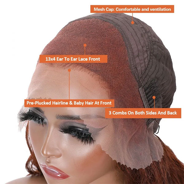 Junoda Spicy Red Wine Highlight Wig Loose Wave 13x4 Lace Front Human Hair Wigs junoda