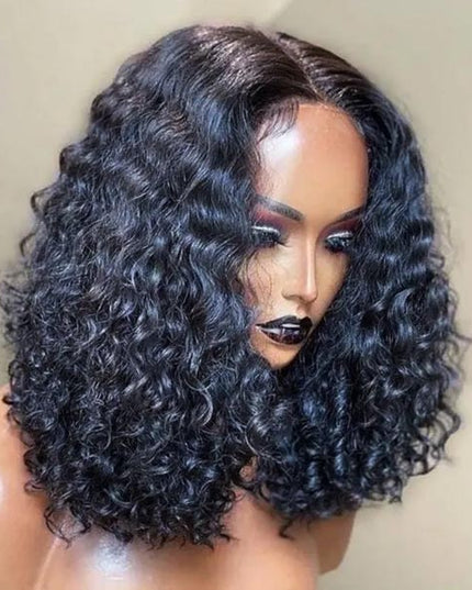 Invisi Drawstring Wig Water Wave Short Bob V Part Wig Shake and Go Glueless Human Hair Wigs for Sale junoda