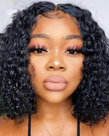 Invisi Drawstring Wig Water Wave Short Bob V Part Wig Shake and Go Glueless Human Hair Wigs for Sale junoda