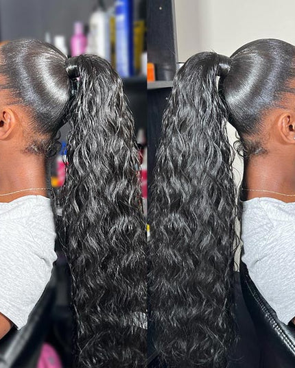 Junoda Wet and Wavy Water Wave Wrap Around Ponytail 100% Vrigin Hair Extesnions junoda