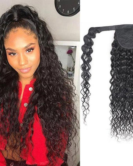 Junoda Wet and Wavy Water Wave Wrap Around Ponytail 100% Vrigin Hair Extesnions junoda