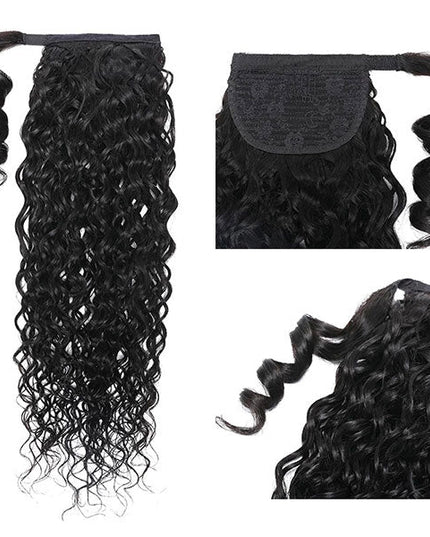Junoda Wet and Wavy Water Wave Wrap Around Ponytail 100% Vrigin Hair Extesnions junoda