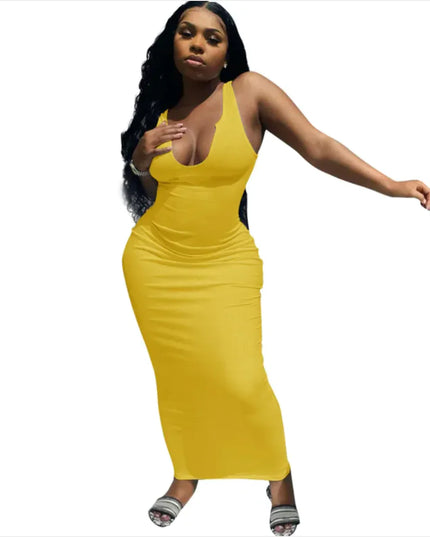 Deep V-Neck Camisole Maxi Dress