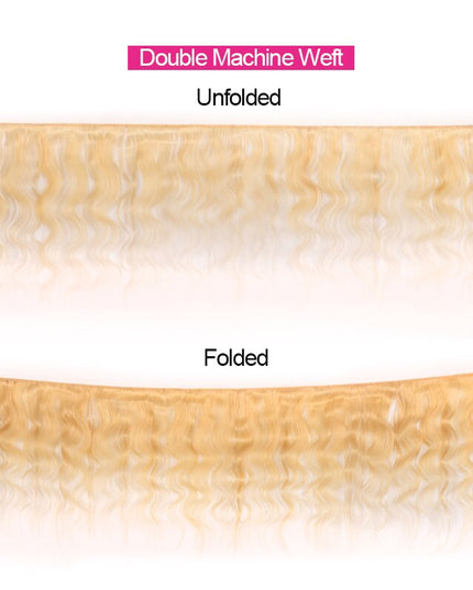 Junoda Hair Honey Blonde 613 Body Wave 4 Bundles Brazilian Remy Human Hair Extensions Double Weft junoda