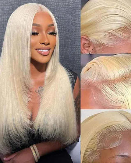 Layered Cut Blonde Pre Plucked Glueless Straight 5x5 13x4 Transparent Lace Wigs junoda