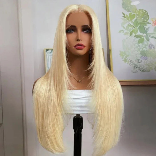Layered Cut Blonde Pre Plucked Glueless Straight 5x5 13x4 Transparent Lace Wigs junoda