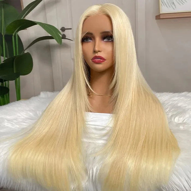 Layered Cut Blonde Pre Plucked Glueless Straight 5x5 13x4 Transparent Lace Wigs junoda
