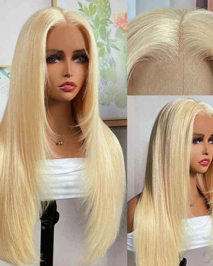 Layered Cut Blonde Pre Plucked Glueless Straight 5x5 13x4 Transparent Lace Wigs junoda