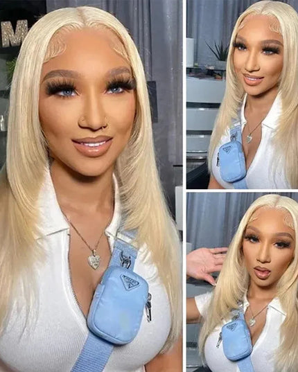 Layered Cut Blonde Pre Plucked Glueless Straight 5x5 13x4 Transparent Lace Wigs junoda