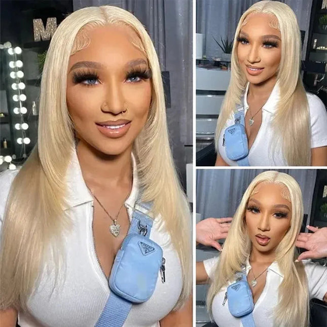 Layered Cut Blonde Pre Plucked Glueless Straight 5x5 13x4 Transparent Lace Wigs junoda