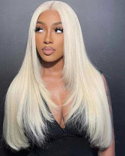 Layered Cut Blonde Pre Plucked Glueless Straight 5x5 13x4 Transparent Lace Wigs junoda